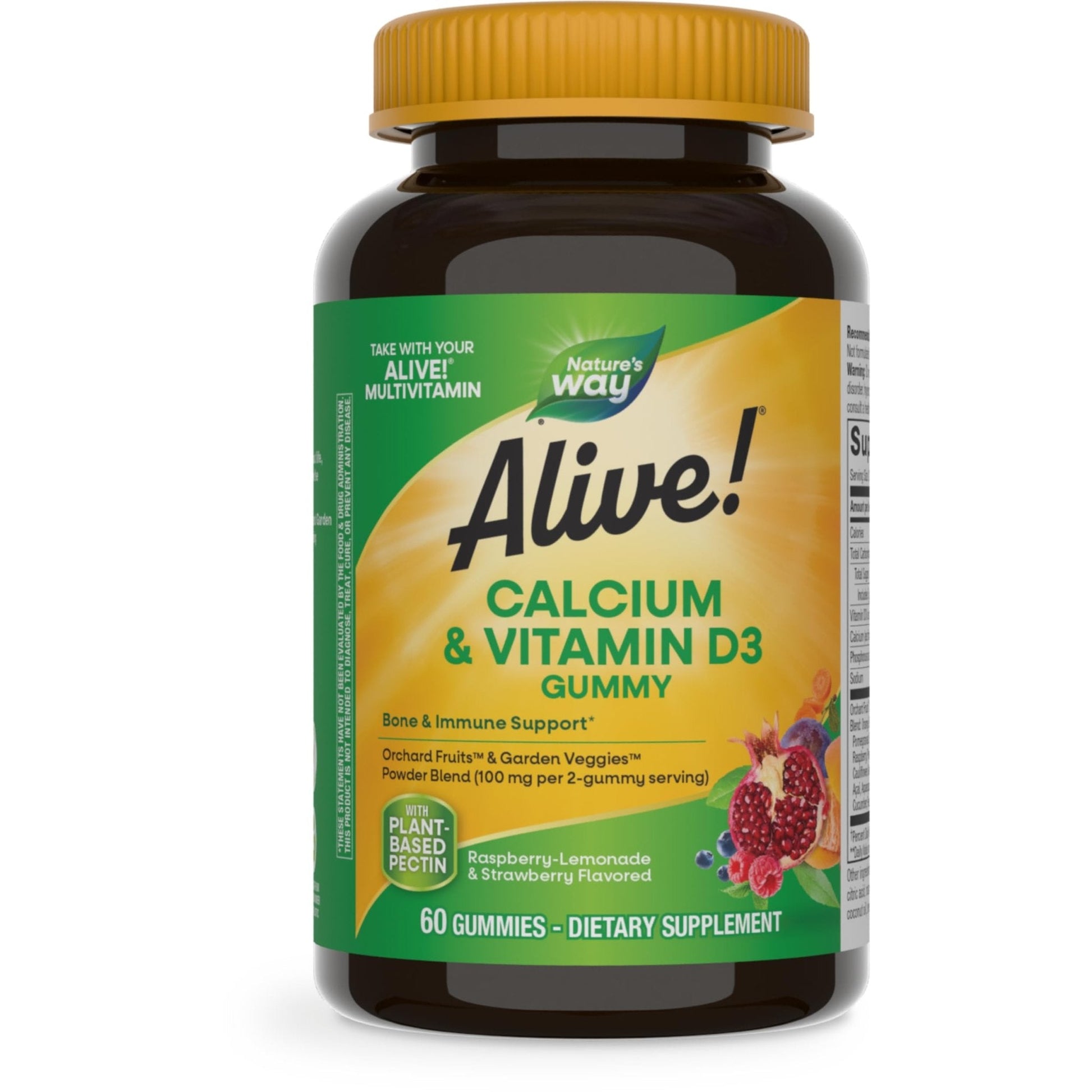 Nature’s Way Alive! Chewable Calcium Gummies with Vitamin D3, Daily Supplement Supports Healthy Bones and Teeth, and Muscle Function*, Strawberry and Raspberry - PrimeBioHealth - canada supplements