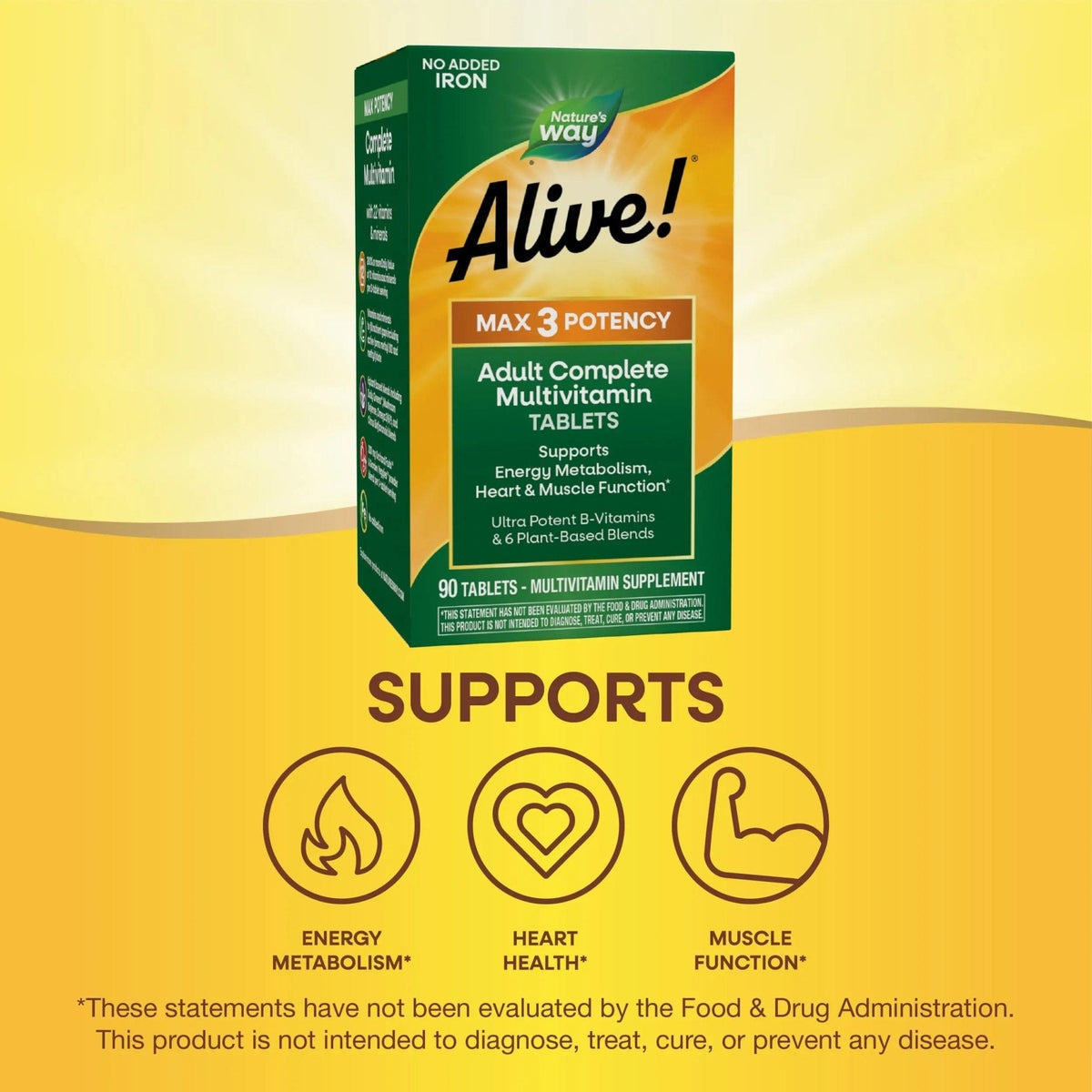 Nature's Way Alive! Max3 Potency Adult Complete Multivitamin, High Potency B-Vitamins to Support Energy Metabolism - PrimeBioHealth - canada supplements