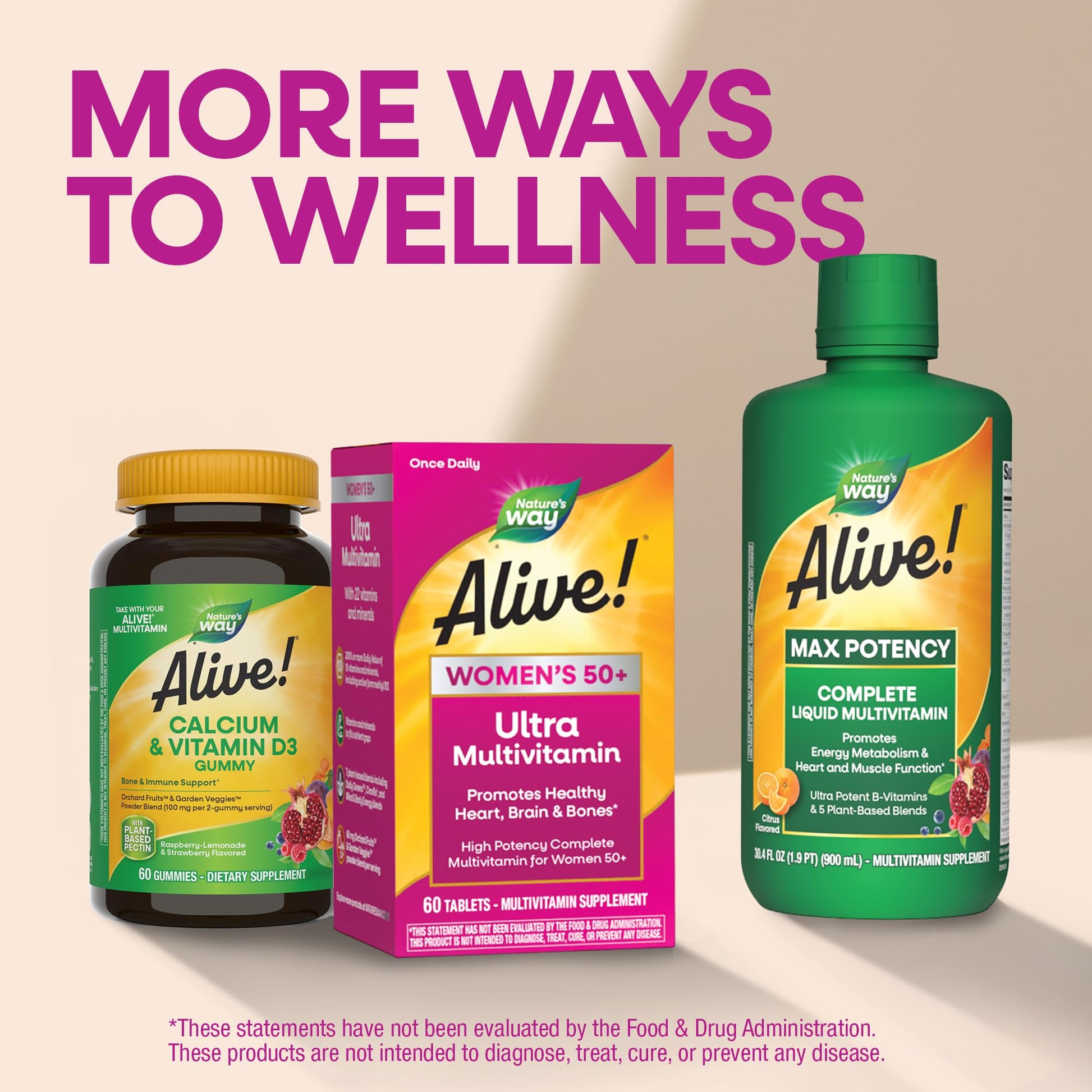 Nature’s Way Alive! Ultra Potency Multivitamin for Women 50 Plus, Complete High Potency Formula with Vitamin D3, C, E, Methylated B12, Supports, - PrimeBioHealth - canada supplements