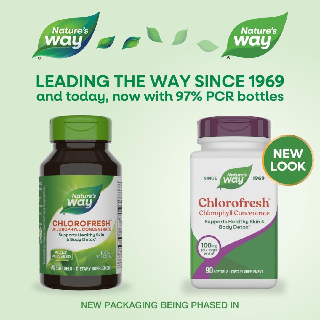 Nature’s Way Chlorofresh Chlorophyll Concentrate Softgels, Chlorophyllin Copper Complex, Internal Deodorant Supplement, Supports Healthy Skin and Detox Pathways - PrimeBioHealth - canada supplements