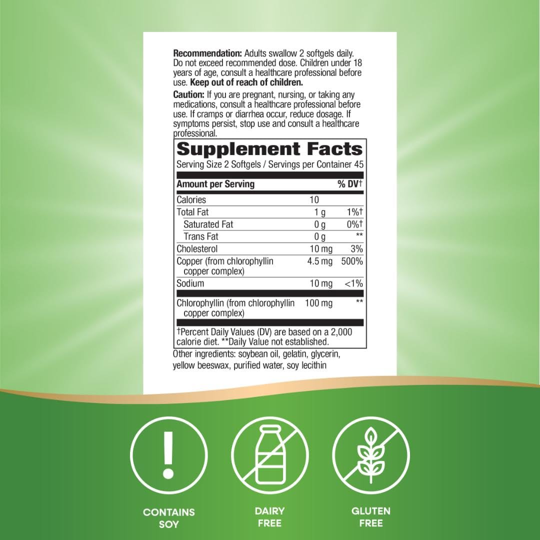 Nature’s Way Chlorofresh Chlorophyll Concentrate Softgels, Chlorophyllin Copper Complex, Internal Deodorant Supplement, Supports Healthy Skin and Detox Pathways - PrimeBioHealth - canada supplements