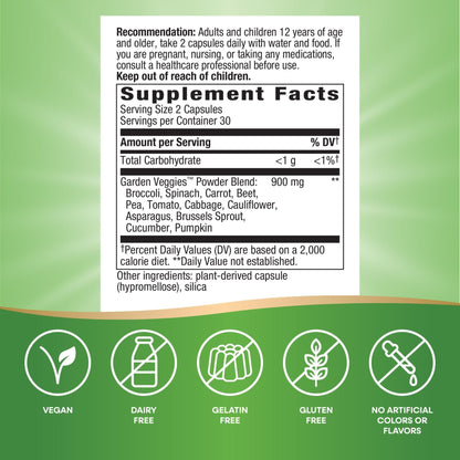 Nature’s Way Garden Veggies, Vegetable Supplement Capsules, Plant-Powered Powder Blend Made with 12 Different Vegetables, Green Superfood Veggie Blend - PrimeBioHealth - canada supplements