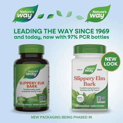 Nature’s Way Slippery Elm Bark Capsules, Traditional Digestive Support to Soothe Gastrointestinal Tract*, 1,600 mg per 4-Capsule Serving - PrimeBioHealth - canada supplements