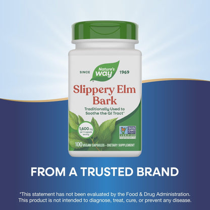 Nature’s Way Slippery Elm Bark Capsules, Traditional Digestive Support to Soothe Gastrointestinal Tract*, 1,600 mg per 4-Capsule Serving - PrimeBioHealth - canada supplements