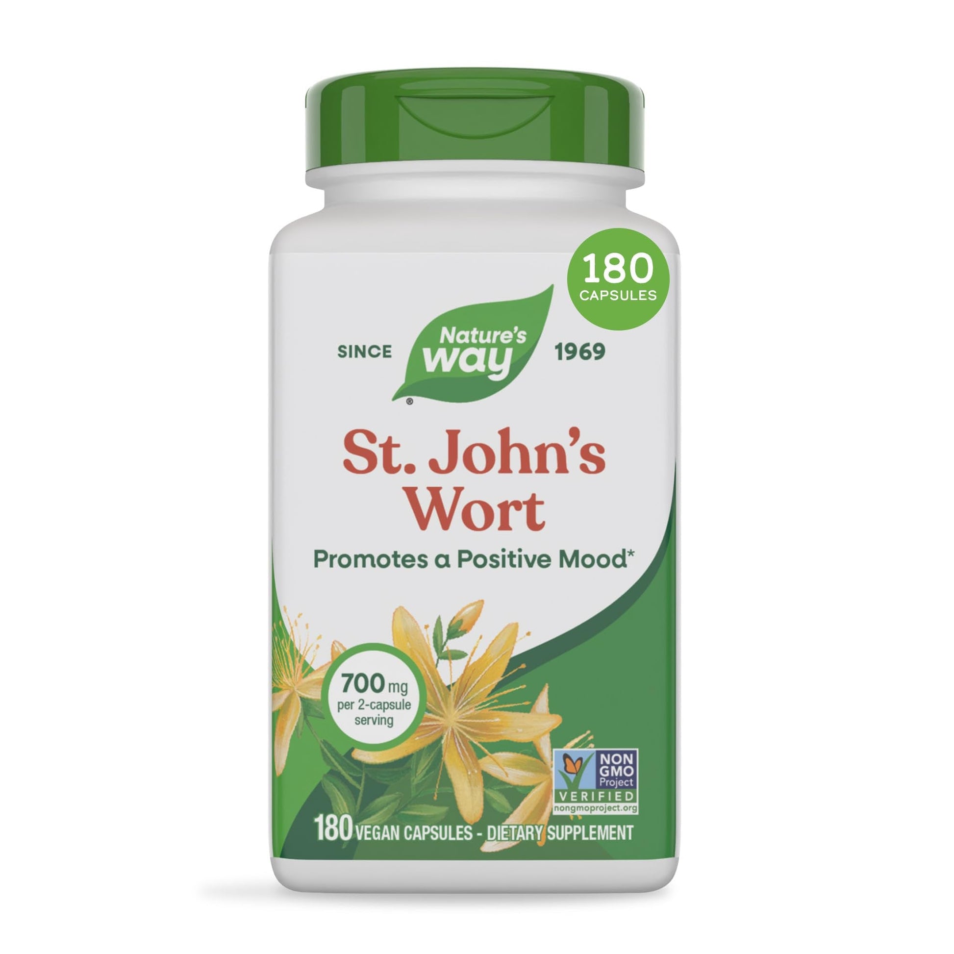 Nature’s Way St. John’s Wort Capsules, Herbal Supplement Promotes a Positive Outlook*, 700 mg per 2-capsule serving - PrimeBioHealth - canada supplements