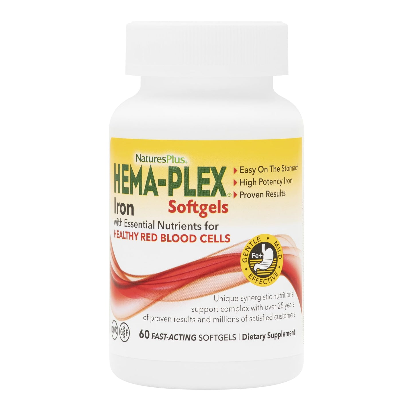 NaturesPlus Hema-Plex Iron - 60 Fast-Acting Softgels - 85 mg Iron + Vitamin C & Bioflavonoids for Healthy Red Blood Cells - PrimeBioHealth - canada supplements