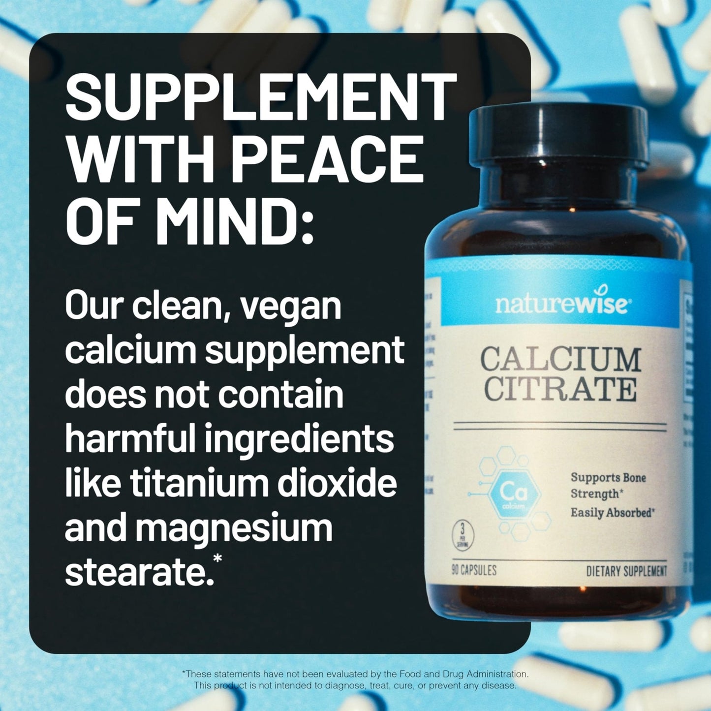 NatureWise Calcium Citrate 500mg Capsules - Supplement for Bone Health - Easy to Digest & Absorb - Vegan, Non-GMO - PrimeBioHealth - canada supplements