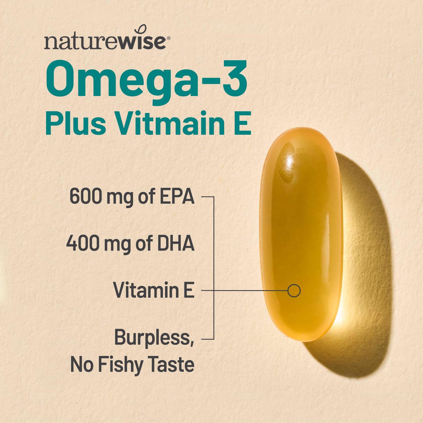 NatureWise Extra-Strength Omega 3 Fish Oil Supplement - 1000mg per Serving - 600 EPA & 400 DHA and Vitamin E - Support for Heart & Brain Health - Lemon Flavor - PrimeBioHealth - canada supplements