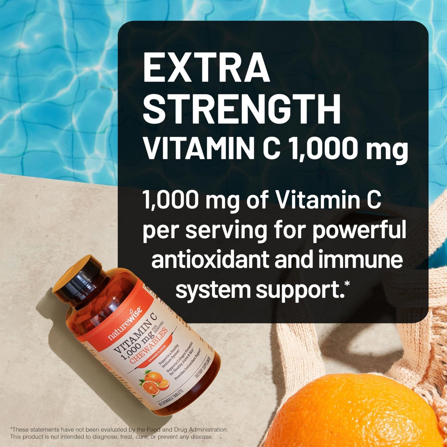 NatureWise Extra Strength Vitamin C Chewable 1000mg for Adults - Natural Orange Flavor - Immune System & Antioxidant Support - Non-GMO - PrimeBioHealth - canada supplements