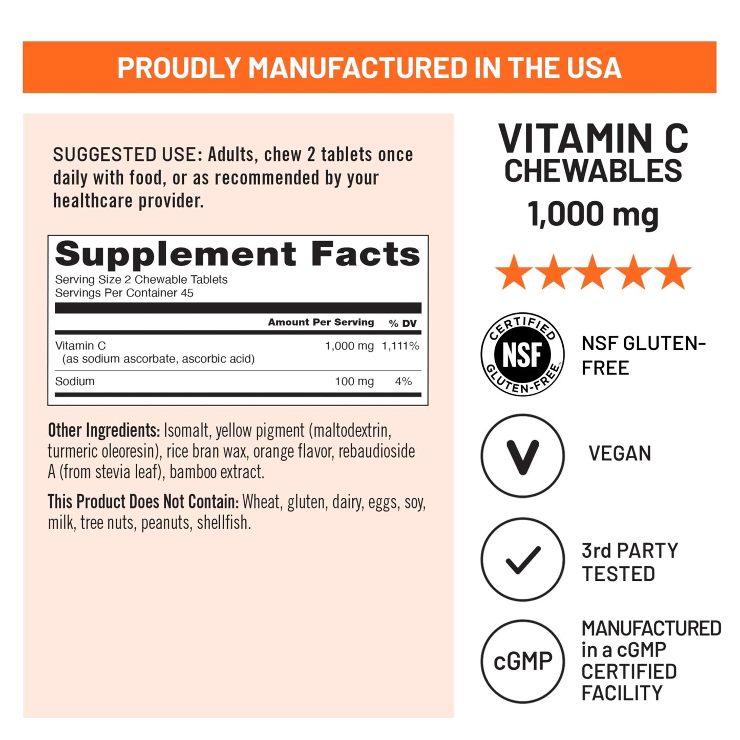 NatureWise Extra Strength Vitamin C Chewable 1000mg for Adults - Natural Orange Flavor - Immune System & Antioxidant Support - Non-GMO - PrimeBioHealth - canada supplements