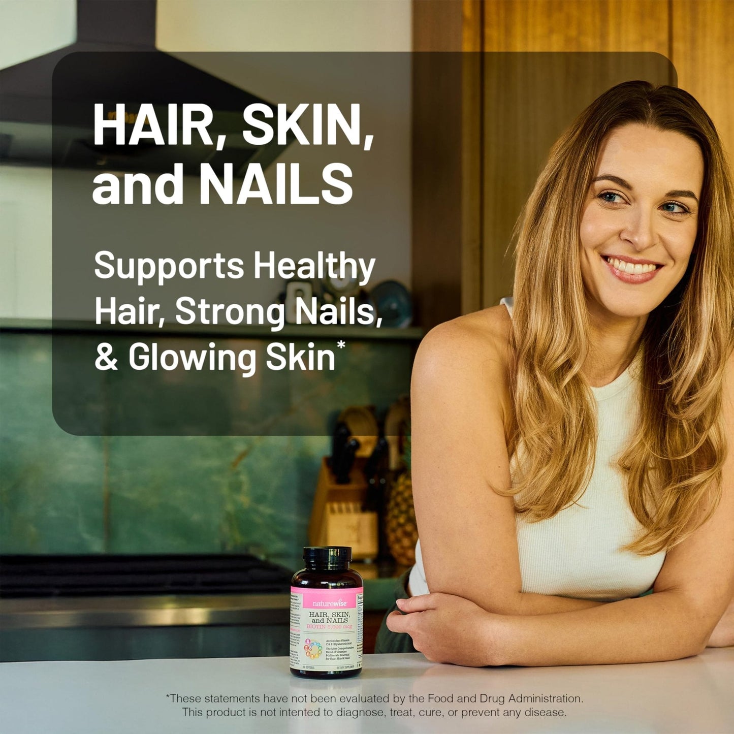 NatureWise Hair Skin and Nails Vitamin, Biotin 5000mcg w/Hyaluronic Acid, Collagen for Women with C, B Complex, D3, A, E, Iron - PrimeBioHealth - canada supplements