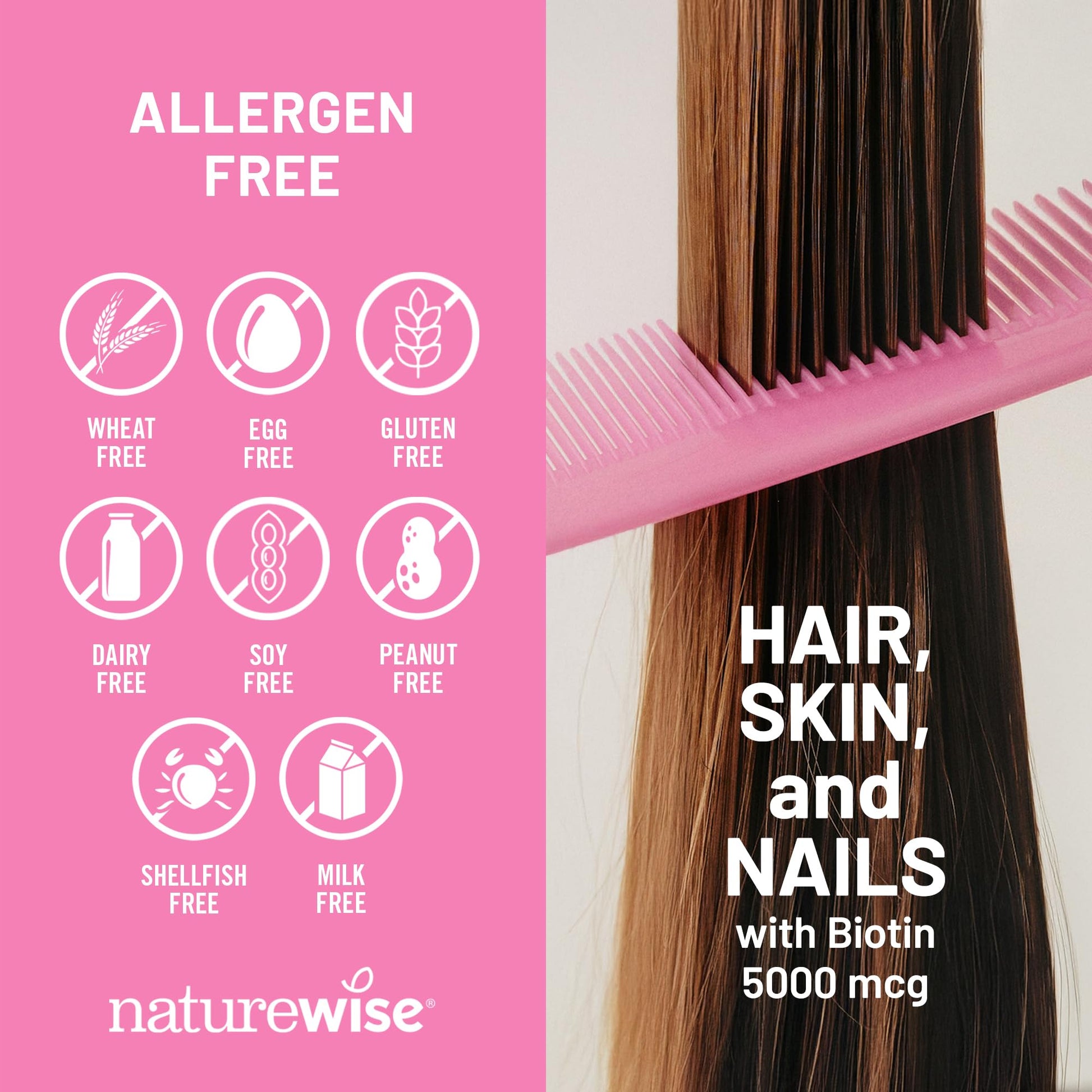 NatureWise Hair Skin and Nails Vitamin, Biotin 5000mcg w/Hyaluronic Acid, Collagen for Women with C, B Complex, D3, A, E, Iron - PrimeBioHealth - canada supplements