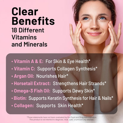 NatureWise Hair Skin and Nails Vitamin, Biotin 5000mcg w/Hyaluronic Acid, Collagen for Women with C, B Complex, D3, A, E, Iron - PrimeBioHealth - canada supplements