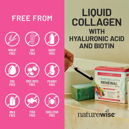 NatureWise Hydrolyzed Liquid Collagen for Women & Men 4000mg - High Absorption, Type 1 & 3 Peptides with Biotin + Vitamin C + Vitamin B Complex & Hyaluronic Acid - PrimeBioHealth - canada supplements