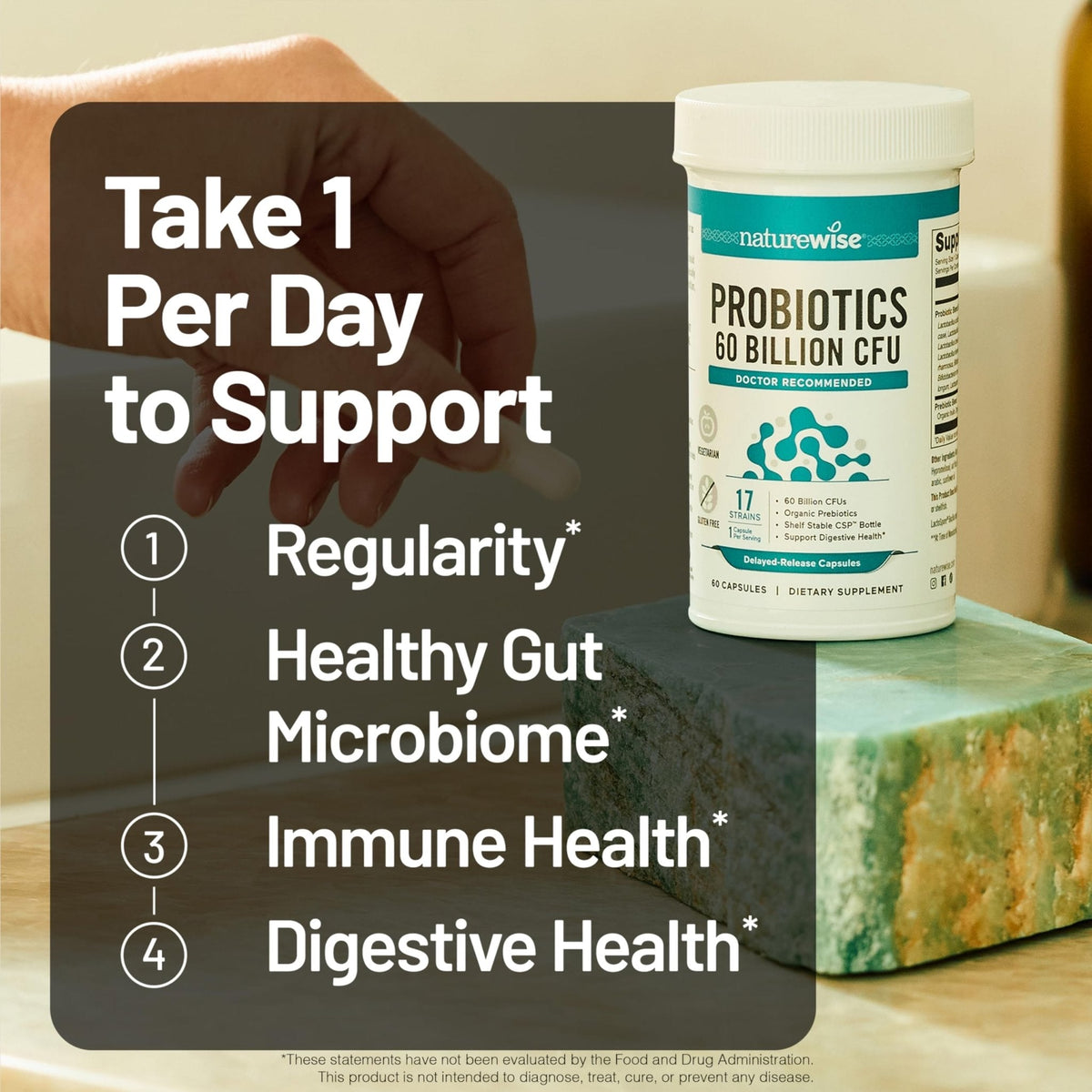 NatureWise Probiotics 60 Billion CFU - 17 Strains + Organic Prebiotics - Immune, Digestive & Gut Health Support for Women & Men - Vegetarian, Gluten-Free, - PrimeBioHealth - canada supplements