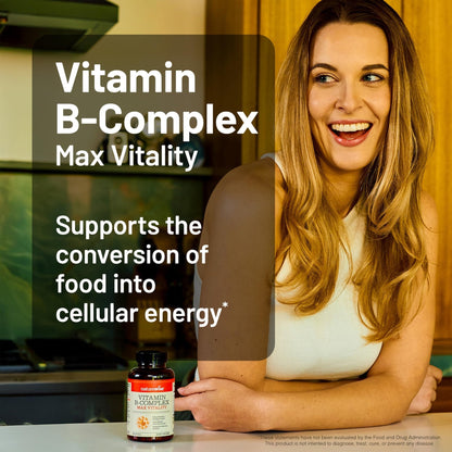 NatureWise Vitamin B Complex for Women and Men - with Folic Acid Biotin B1 B2 B3 B6 B12 - Support Cellular Energy & Mental Clarity - Gluten & Dairy Free - PrimeBioHealth - canada supplements