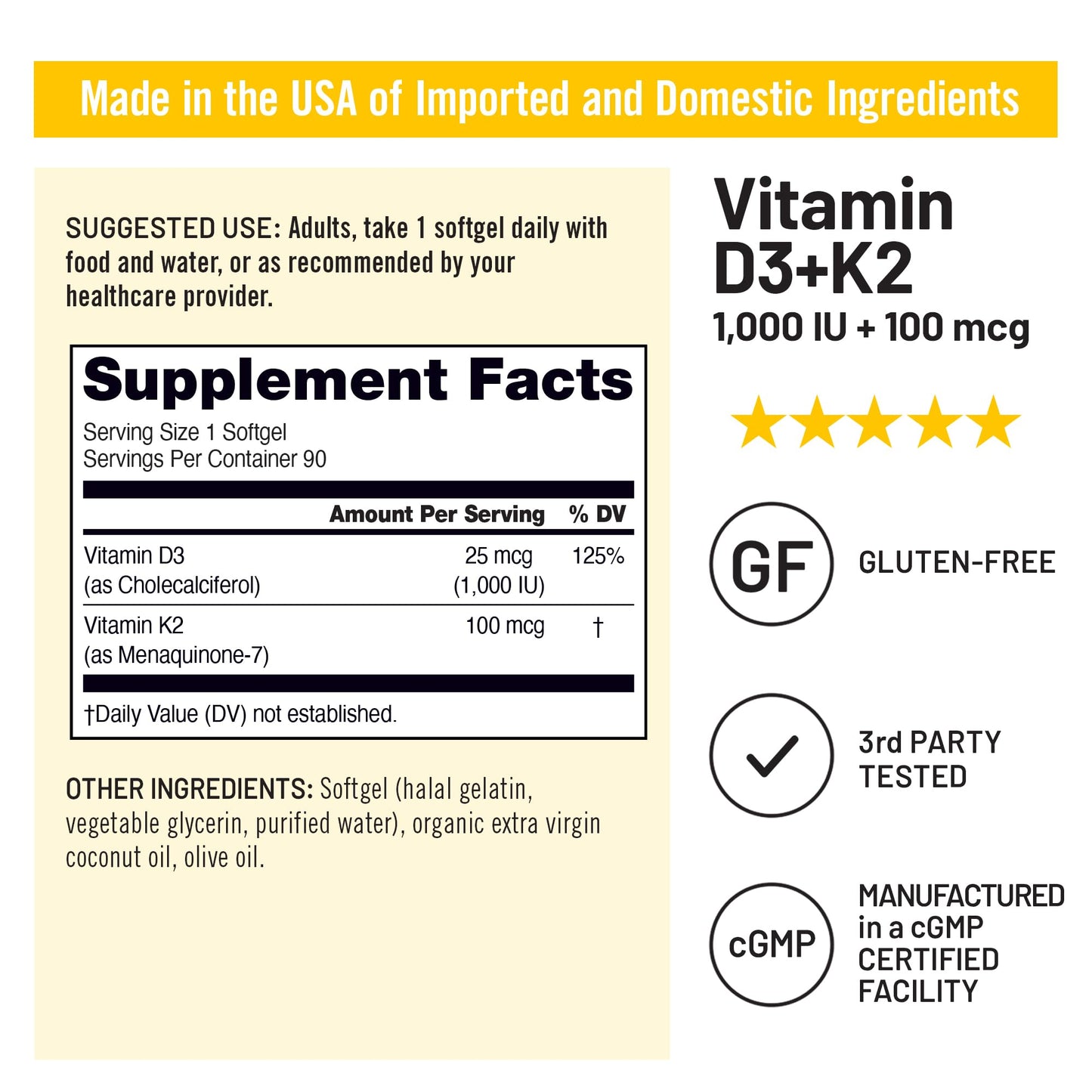 NatureWise Vitamin D3 1000IU + K2 (MK7) 100mcg with Organic Extra Virgin Coconut Oil - Supports Calcium Absorption, Bone & Immune Health - Non-GMO - PrimeBioHealth - canada supplements