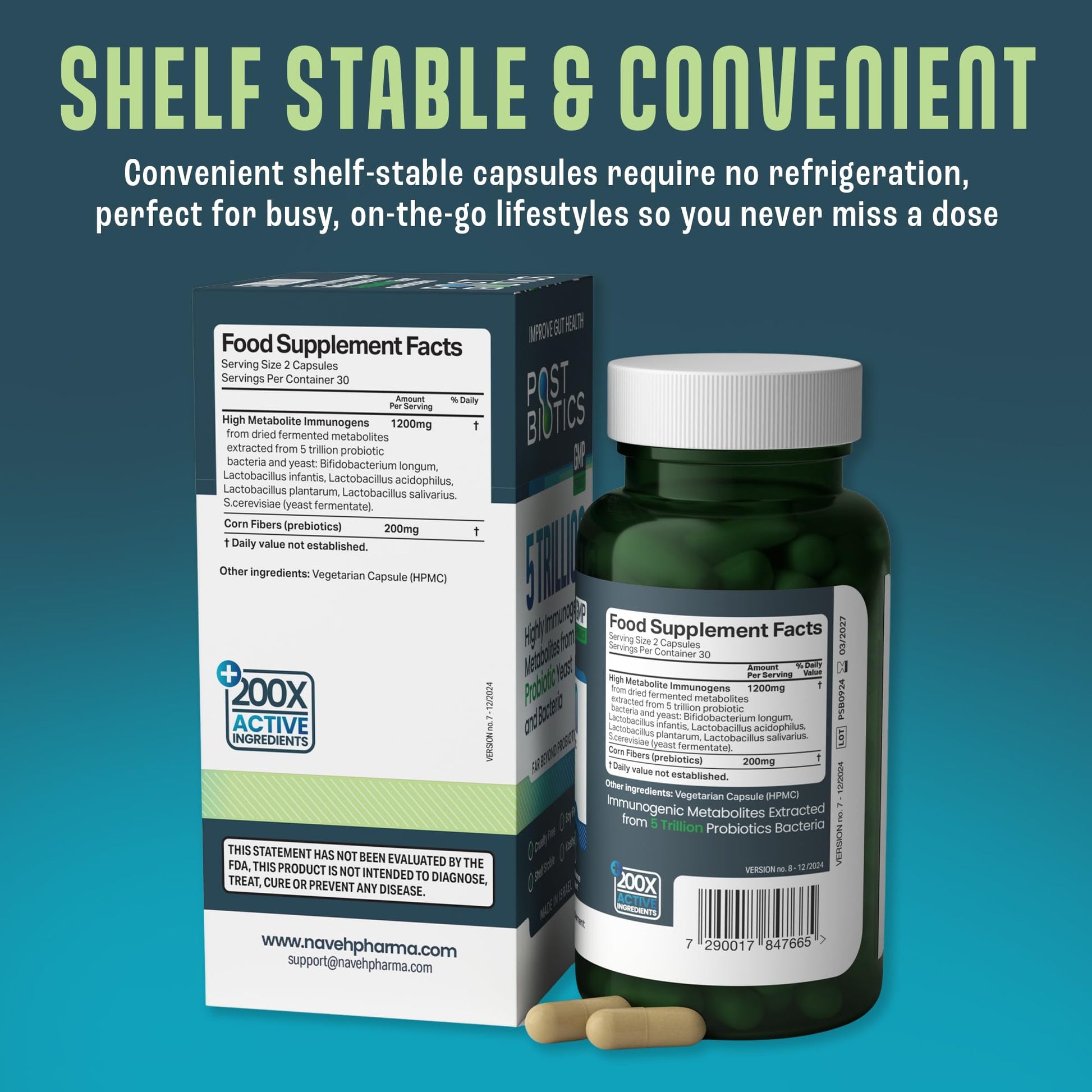 NAVEH PHARMA Adult Postbiotics Capsules for Women and Men | Postbiotics for Gut Health with 200X Ingredients Than Probiotic and Prebiotic | Supports Immunity, Digestion, Microbiome & Metabolism - PrimeBioHealth - canada supplements