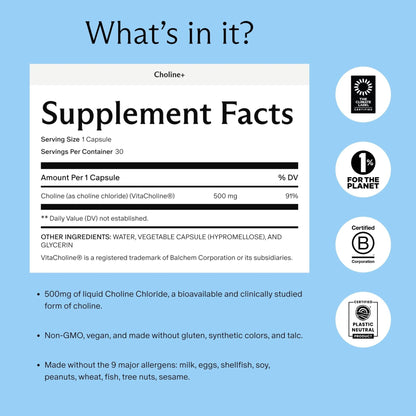 Needed. Prenatal Choline+ Liquid Capsules for Cognitive Development - Choline Supplements For Pregnancy - Aids Baby Brain Development & Supports Healthy Pregnancy - PrimeBioHealth - canada supplements