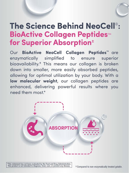 NeoCell Collagen Peptides Pills | 270 Caplets | with Vitamin C and Biotin | Grass Fed Bovine | Hair, Skin, & Nails | for Women and Men - PrimeBioHealth - canada supplements