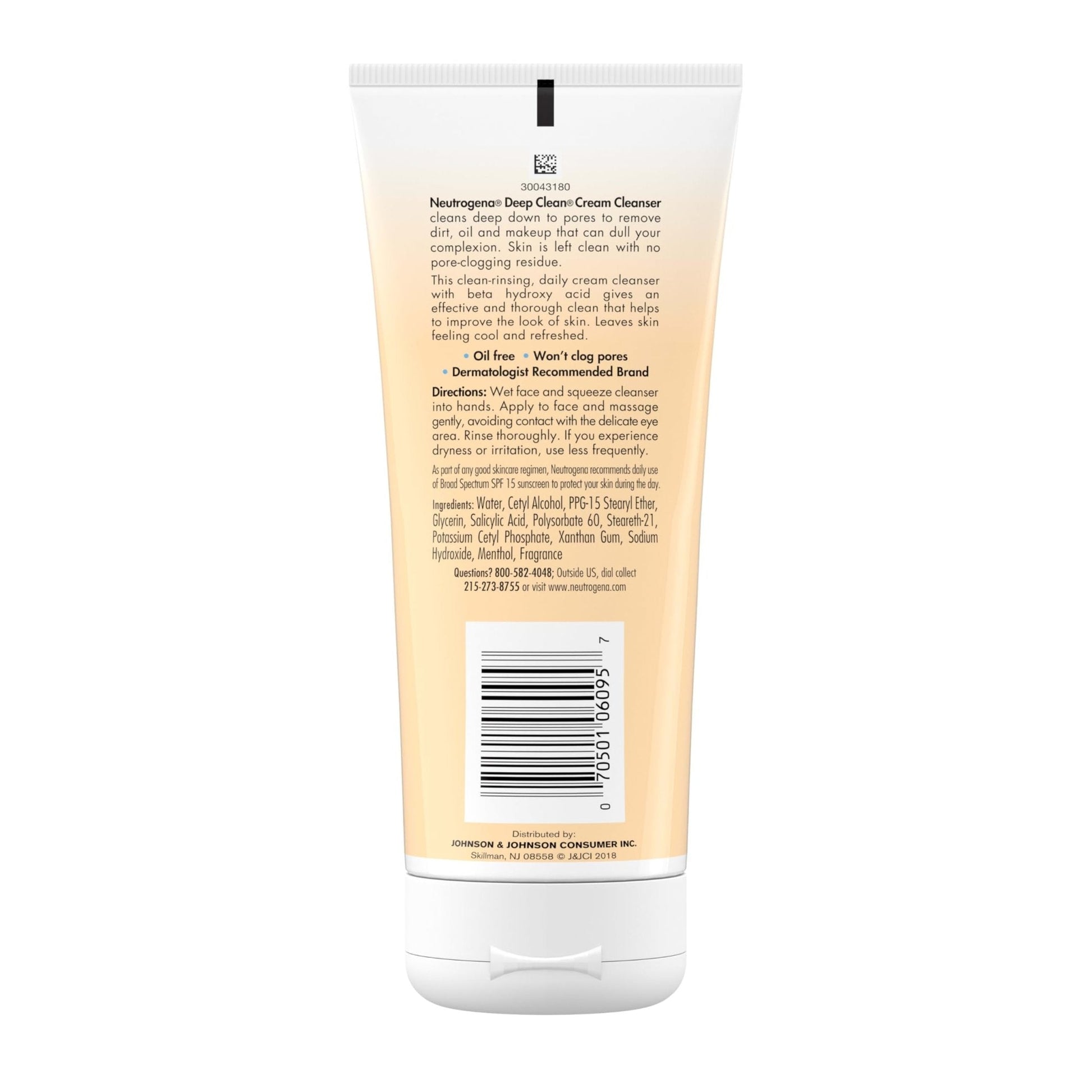 Neutrogena Deep Clean Daily Facial Cream Cleanser with Beta Hydroxy Acid to Remove Dirt - PrimeBioHealth - canada supplements