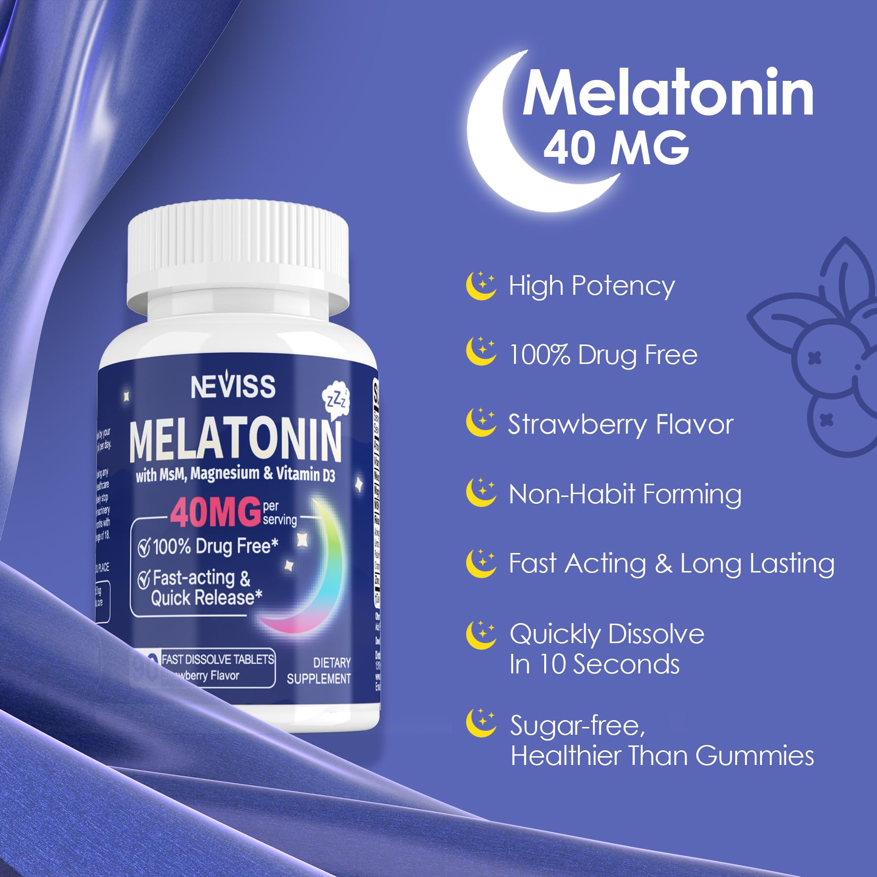 NEVISS Melatonin 50 mg for Adults - Extra Strength 9-in-1 Fast Dissolve Sublingual - High Dose with Magnesium Glycinate, Vitamin D3, Ashwagandha, Lemon Balm, Chamomile, Sugar Free,Vegan 120 Tablets - PrimeBioHealth - canada supplements