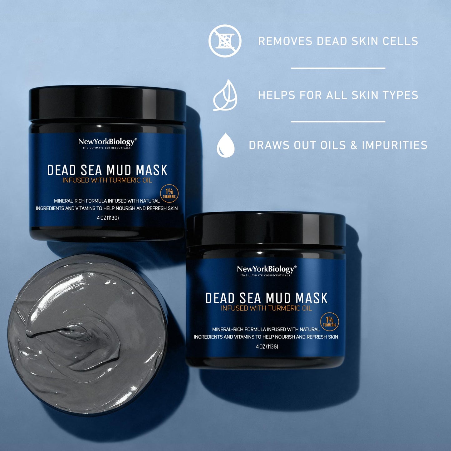 New York Biology Dead Sea Mud Mask for Face and Body | with Turmeric Oil | Spa Quality Pore Refiner for Oily Skin | Natural Skincare for Women & Men - PrimeBioHealth - canada supplements