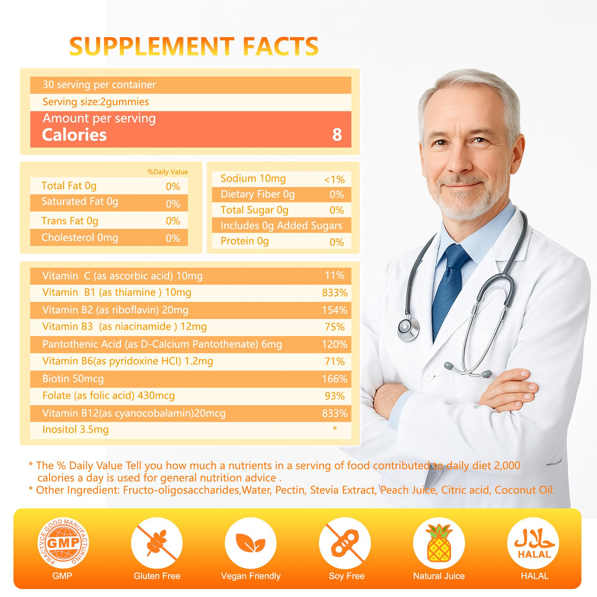 NEWOLITE Vitamin B Complex Gummies for Adult Kid-Pineapple Flavor-Chewable Supplement with 8 Essential B Vitamins - PrimeBioHealth - canada supplements