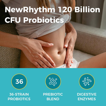 NewRhythm Probiotics 120 Billion CFU 36 Strains, 3-in-1 Probiotics with Prebiotics & Enzymes, Probioticos for Women & Men, - PrimeBioHealth - canada supplements