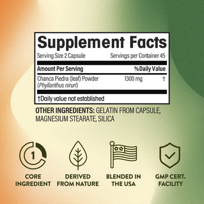 NGL Chanca Piedra Pure Stone Breaker 1,300mg - Kidney, Renal, Gallbladder Support Phyllanthus niruri - All Natural Herbal Detox Urinary Tract, Removes Impurities - 90 Capsules - PrimeBioHealth - canada supplements