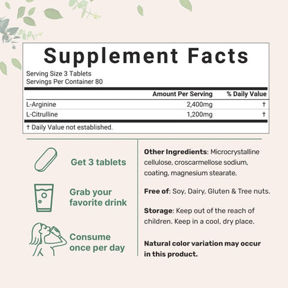 Nitric Oxide Supplements for Men & Women 3,600mg, 240 Bisected Tablets | 80 Servings | Max Strength Nitric Oxide Booster with L-Arginine & L-Citrulline - PrimeBioHealth - canada supplements