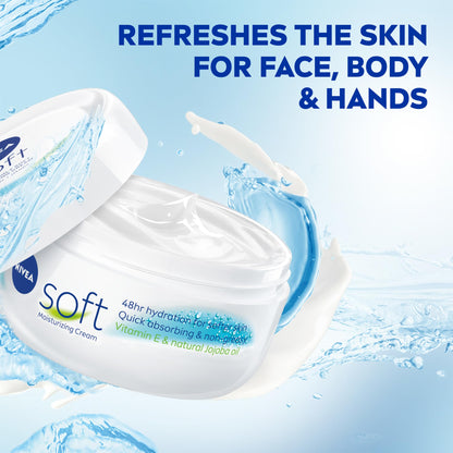 NIVEA Soft Refreshingly Soft Moisturizing Cream, Lightweight Body Moisturizer for Face, Body and Hands, Body Cream Enriched - PrimeBioHealth - canada supplements