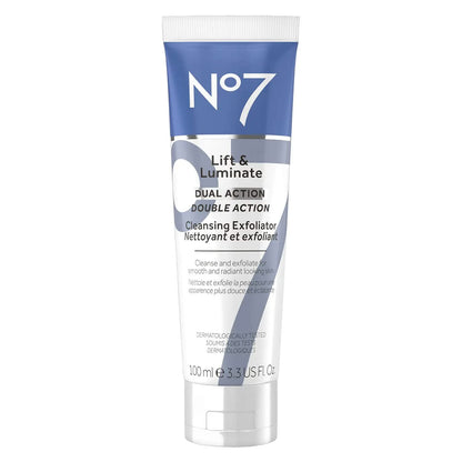 No7 Lift & Luminate Dual Action Cleansing & Exfoliating Face Wash - Gentle Face Exfoliator with Vitamin C, E & B5 - PrimeBioHealth - canada supplements
