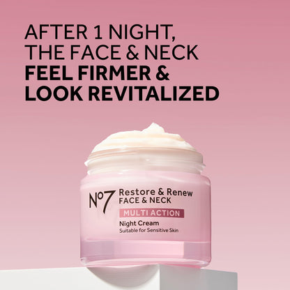 No7 Restore & Renew Multi Action Night Cream for Face & Neck - Nighttime Face Moisturizer with Collagen Peptides - PrimeBioHealth - canada supplements