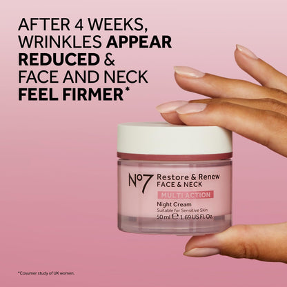 No7 Restore & Renew Multi Action Night Cream for Face & Neck - Nighttime Face Moisturizer with Collagen Peptides - PrimeBioHealth - canada supplements