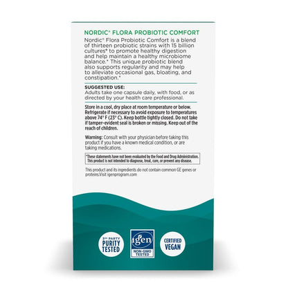 Nordic Naturals Nordic Flora Probiotic Comfort - 30 Capsules - 13 Probiotic Strains w/ 15 Billion Cultures - Supports Regularity & Digestive Comfort, Alleviates Bloating - PrimeBioHealth - canada supplements