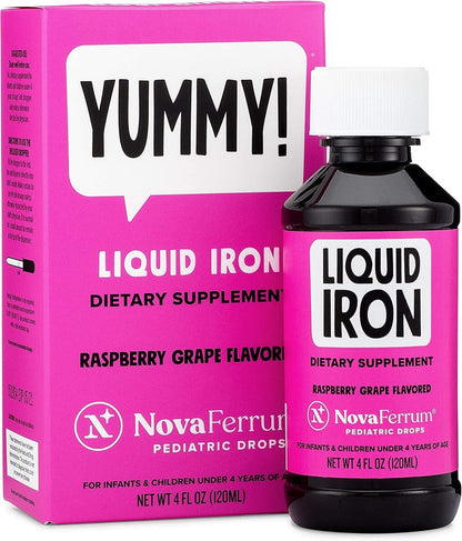 NovaFerrum Yummy | Pediatric Drops Liquid Iron Supplement for Infants and Toddlers | Liquid Iron for Kids | 15mg of Iron Per 1mL Dose | Ages 4 & Under - PrimeBioHealth - canada supplements