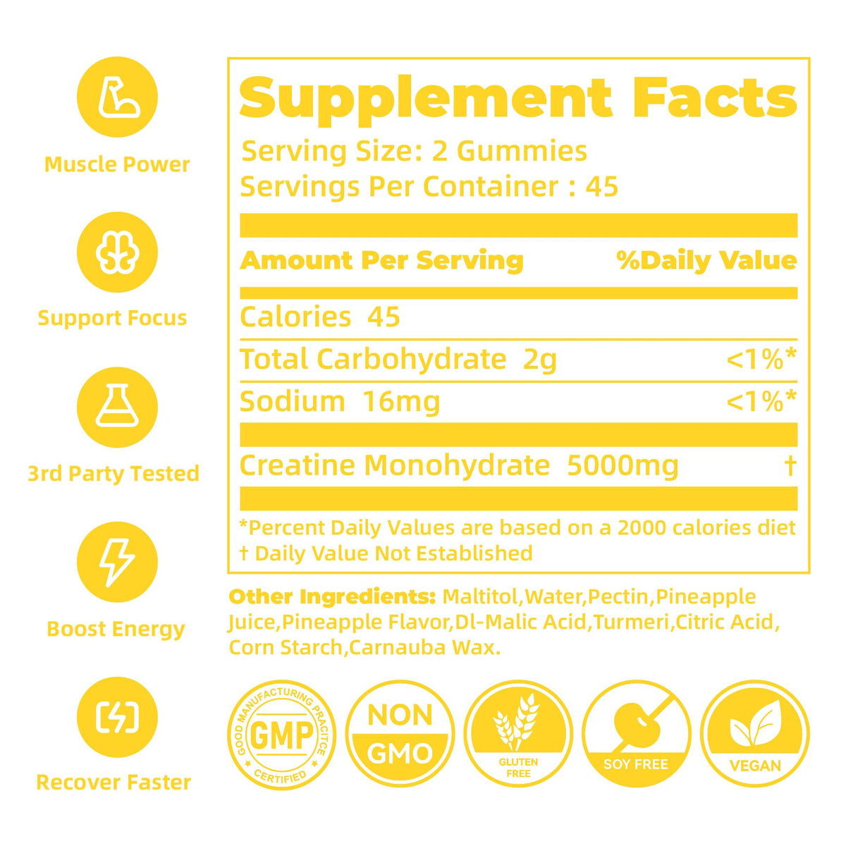 novomins Creatine Monohydrate Gummies for Men & Women, Chewables Creatine Monohydrate for Muscle Strength, Muscle Builder, Energy Boost, Pre-Workout Supplement - PrimeBioHealth - canada supplements