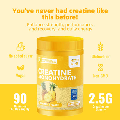 novomins Creatine Monohydrate Gummies for Men & Women, Chewables Creatine Monohydrate for Muscle Strength, Muscle Builder, Energy Boost, Pre-Workout Supplement - PrimeBioHealth - canada supplements