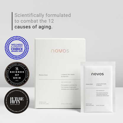 Novos Core Orange + Vital Chews + Boost NMN – Advanced Longevity System | Drink Mix, Chews & Capsules for Cellular Energy, Organ Health & DNA Support - PrimeBioHealth - canada supplements