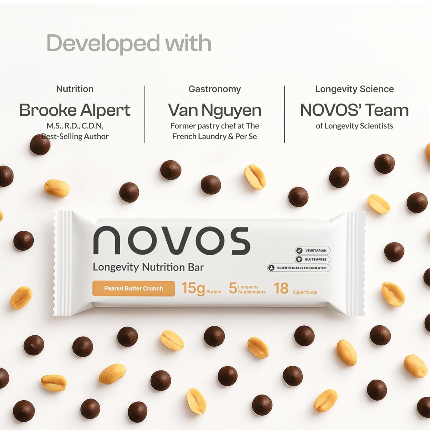 NOVOS Longevity Protein Bar Variety Pack (3 Flavors) – Peanut Butter, Mixed Berry Crunch & Salted Chocolate Crunch | 15g Protein, 20 Superfoods & Longevity Nutrients | Healthy Snack for Energy & Focus - PrimeBioHealth - canada supplements