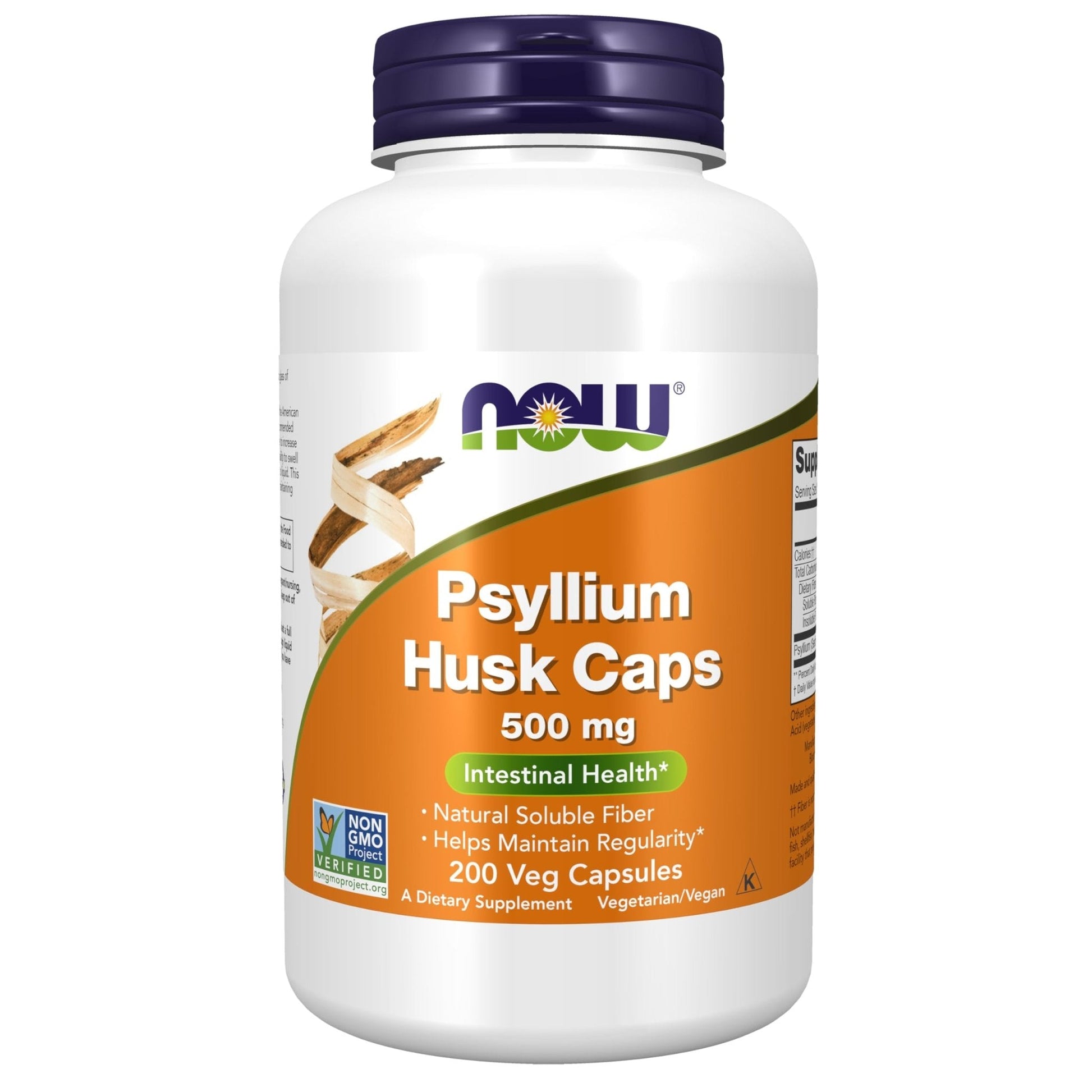 NOW Foods Supplements, Psyllium Husk Caps 500 mg, Non-GMO Project Verified, Natural Soluble Fiber, Intestinal Health*, 200 Veg Capsules - PrimeBioHealth - canada supplements