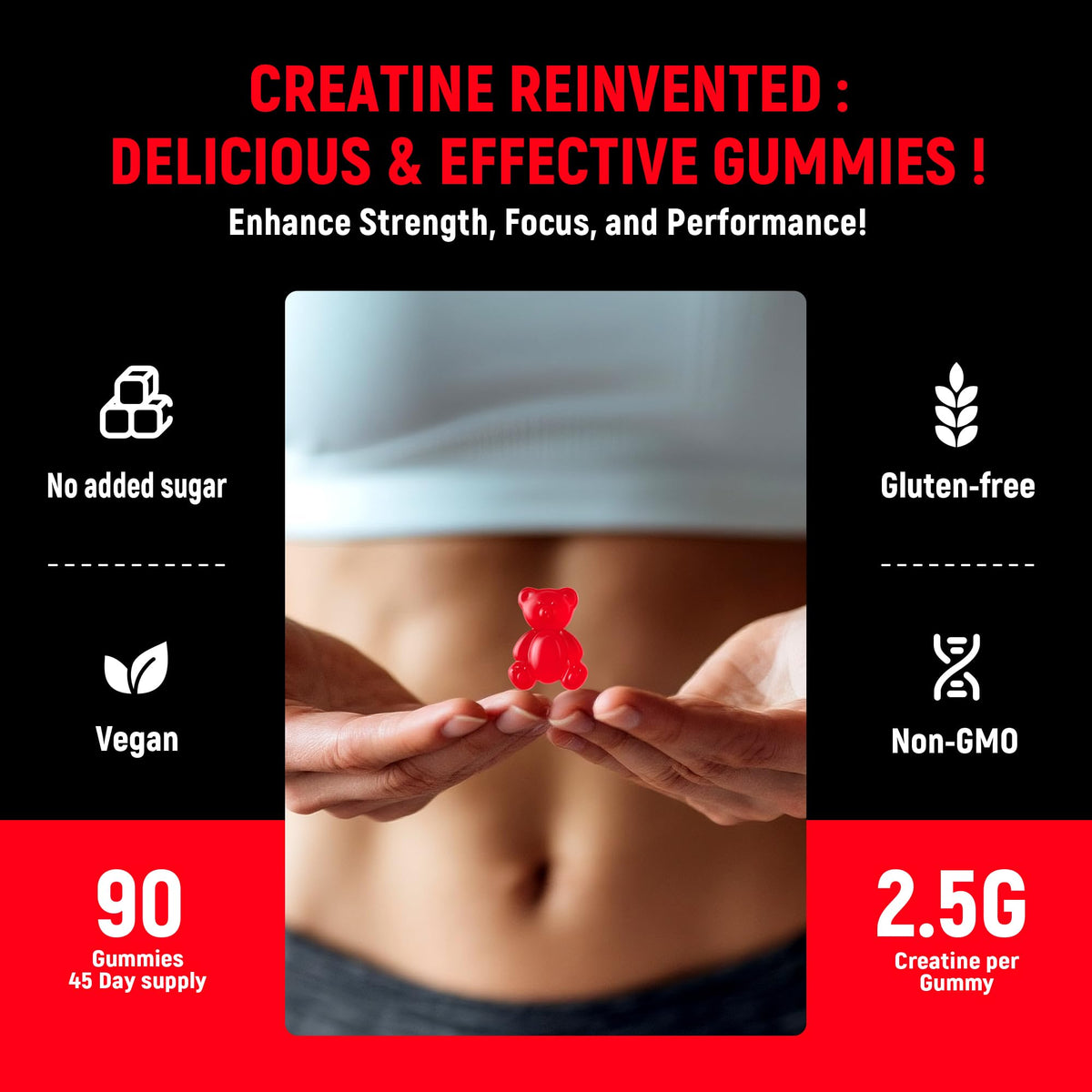 NSF Certified Creatine Gummy - Creatine Monohydrate Gummies 5g for Men & Women - Boost Focus,Strength, and Endurance, Vegan, Gluten-Free, Non-GMO, 2.5 Gram Creatine - PrimeBioHealth - canada supplements