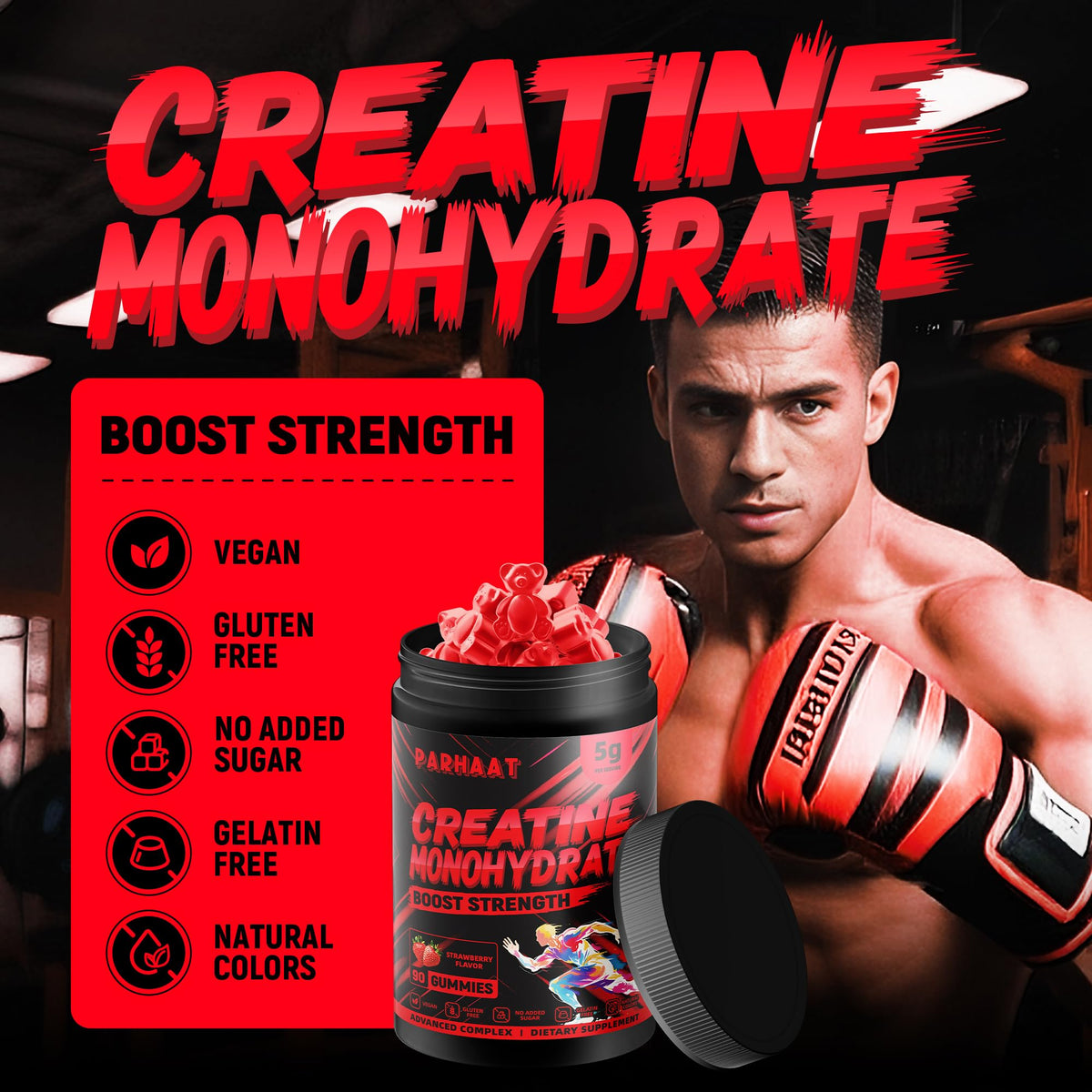NSF Certified Creatine Gummy - Creatine Monohydrate Gummies 5g for Men & Women - Boost Focus,Strength, and Endurance, Vegan, Gluten-Free, Non-GMO, 2.5 Gram Creatine - PrimeBioHealth - canada supplements