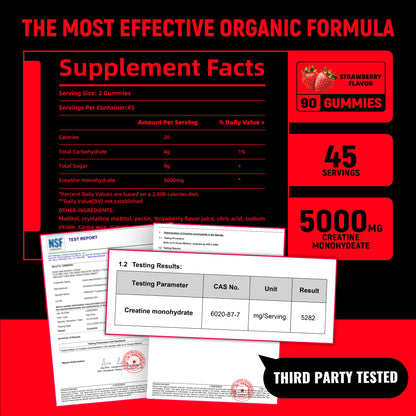 NSF Certified Creatine Gummy - Creatine Monohydrate Gummies 5g for Men & Women - Boost Focus,Strength, and Endurance, Vegan, Gluten-Free, Non-GMO, 2.5 Gram Creatine - PrimeBioHealth - canada supplements