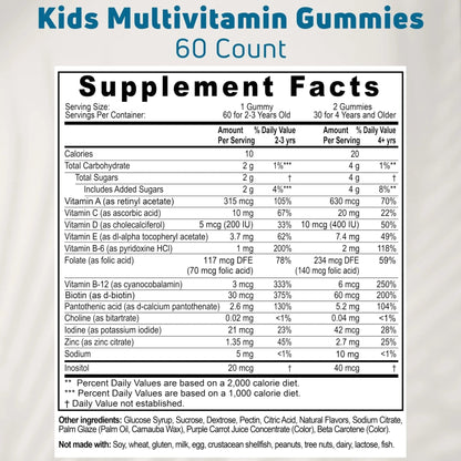 NUELATION Kids Multivitamin Gummies, 30-60 Day Supply with 14 Essential Kids Vitamins & Minerals. Toddler Vitamins for Overall Wellness. Non-GMO, Gelatin-Free, Gluten-Free, Vegetarian Children Vitamin - PrimeBioHealth - canada supplements