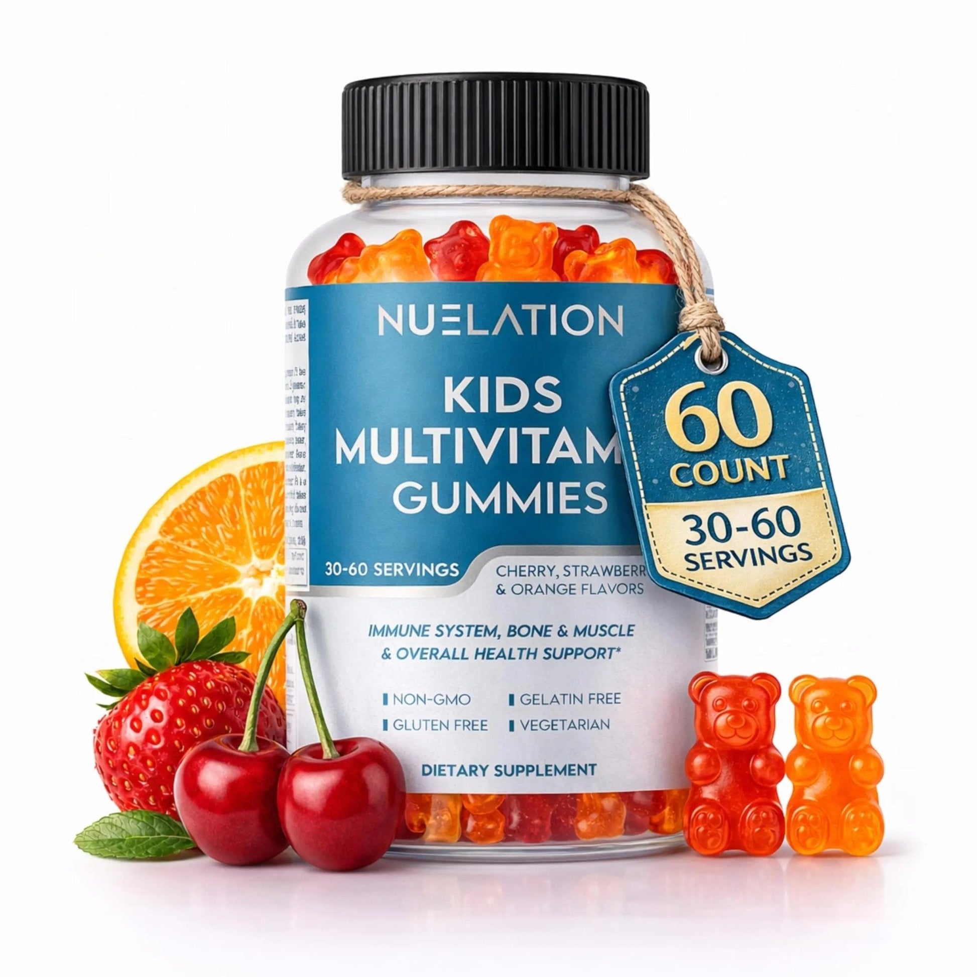 NUELATION Kids Multivitamin Gummies, 30-60 Day Supply with 14 Essential Kids Vitamins & Minerals. Toddler Vitamins for Overall Wellness. Non-GMO, Gelatin-Free, Gluten-Free, Vegetarian Children Vitamin - PrimeBioHealth - canada supplements