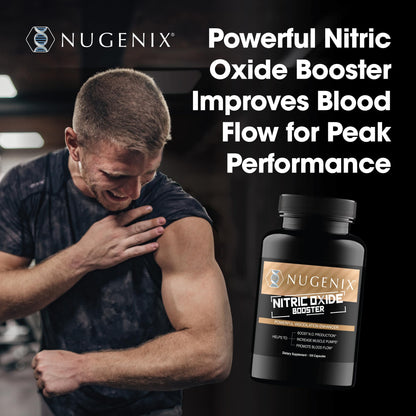 Nugenix Nitric Oxide Booster Supplement - Nitric Oxide Flow, L-Arginine, L-Citrulline, Pine Bark Extract - Vasodilator - 100 Capsules - PrimeBioHealth - canada supplements
