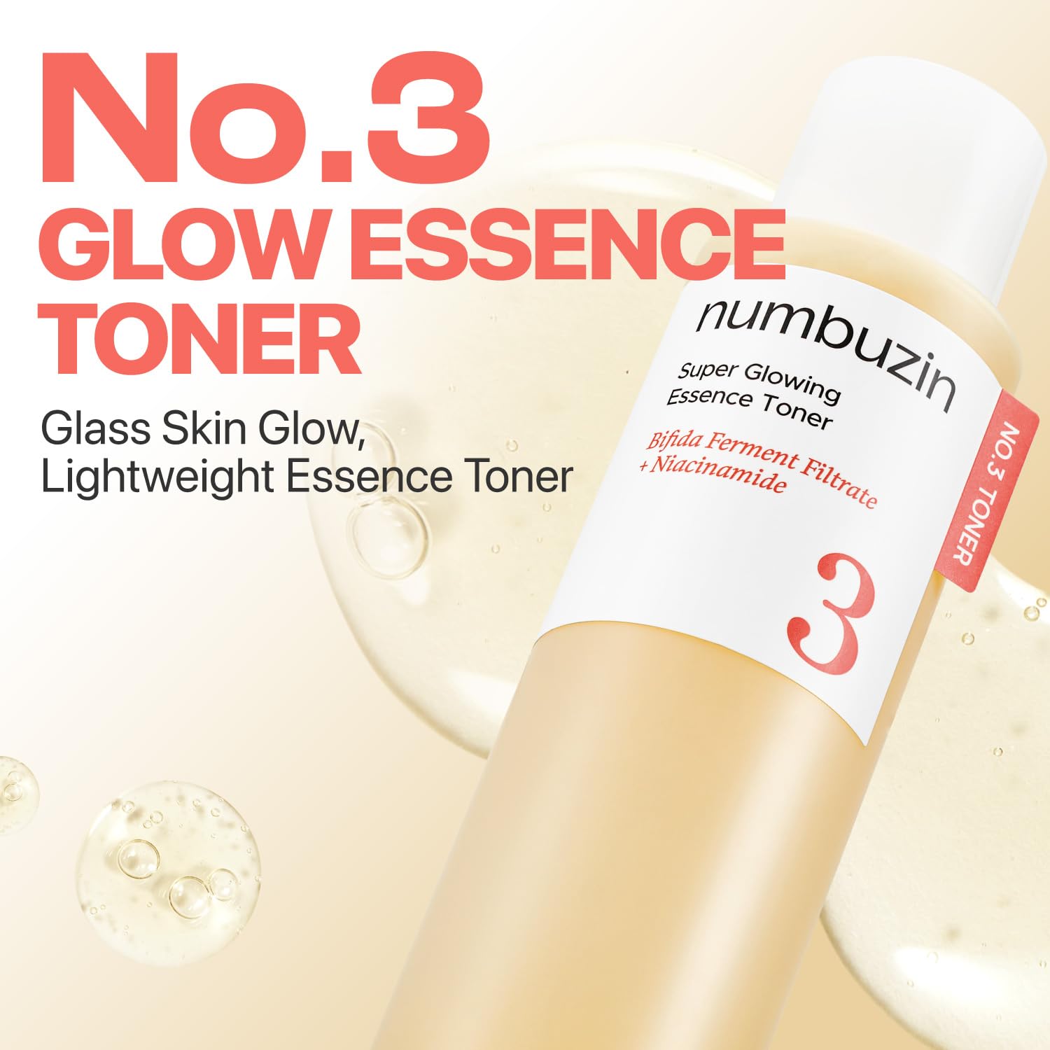 numbuzin No.3 Super Glowing Essence Toner, Fermented Toner for Skin Glow & Texture, Bifida, Niacinamide, Hydrating - PrimeBioHealth - canada supplements