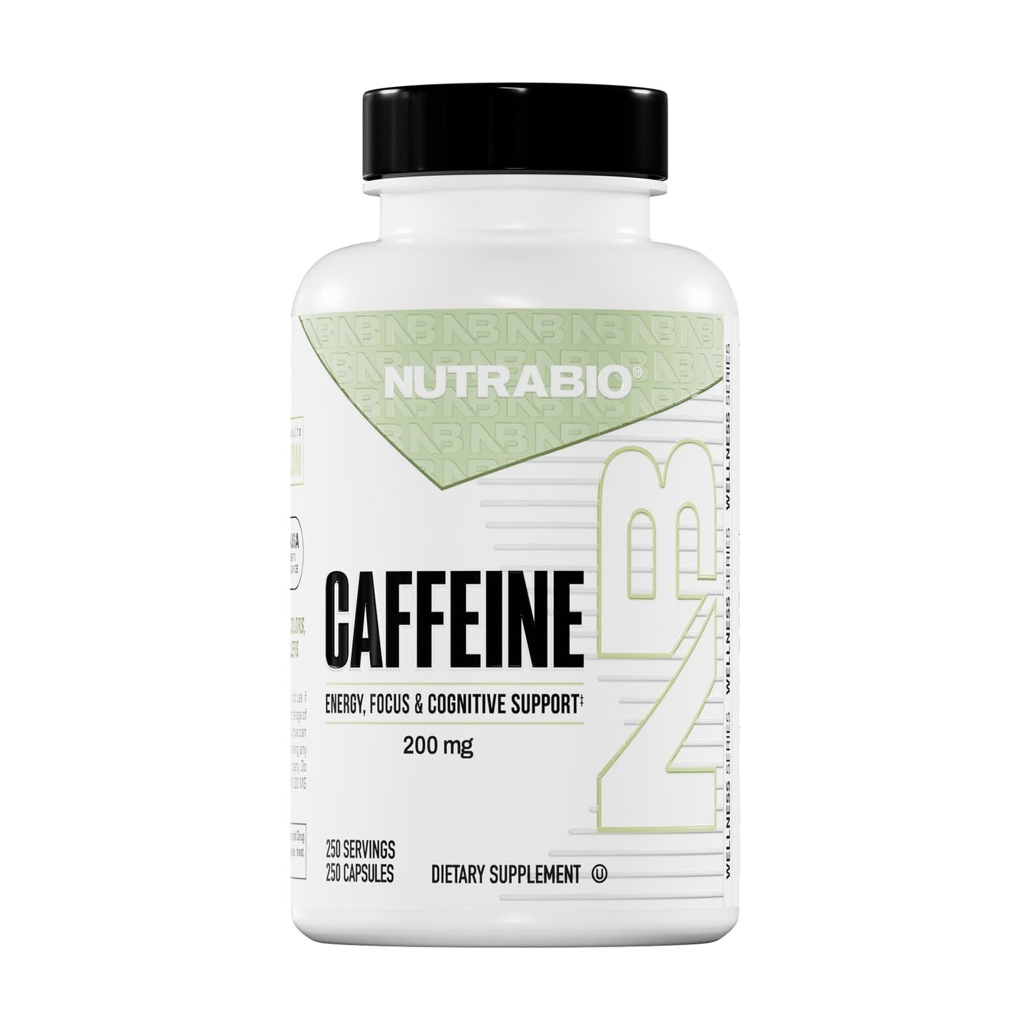 NutraBio 100% Pure Caffeine Capsules (250 Capsules) - PrimeBioHealth - canada supplements